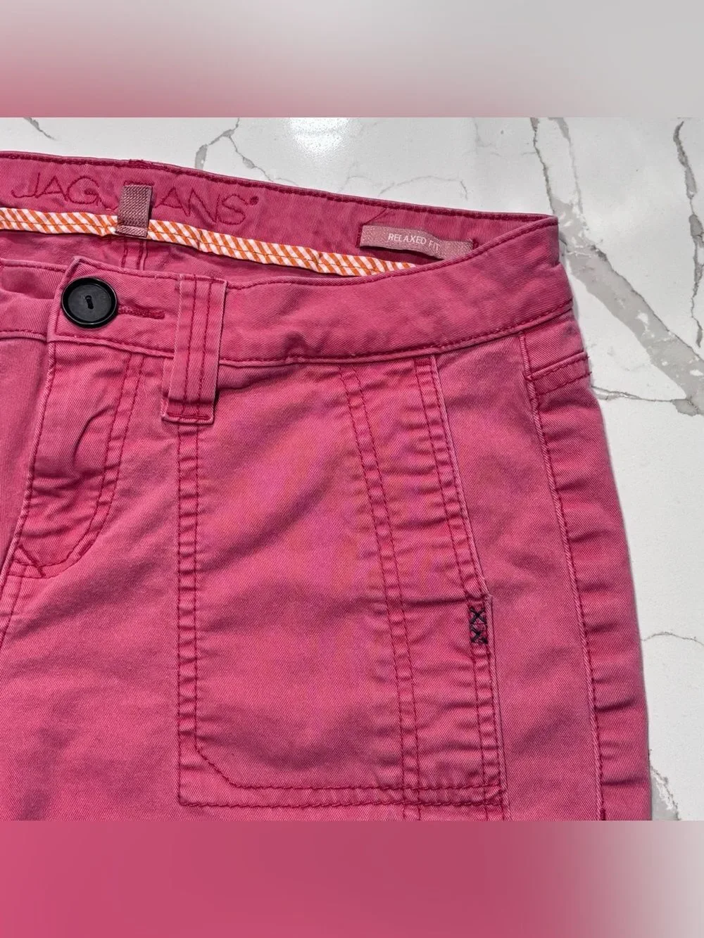 Jag Jeans Faded Red Coral Relaxed Fit Utility Cotton Twill Shorts Women’s 4